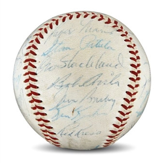 Cleveland Indians 1957 Team Signed Vintage American League Ball (30 Signatures Including A  Rookie Maris)